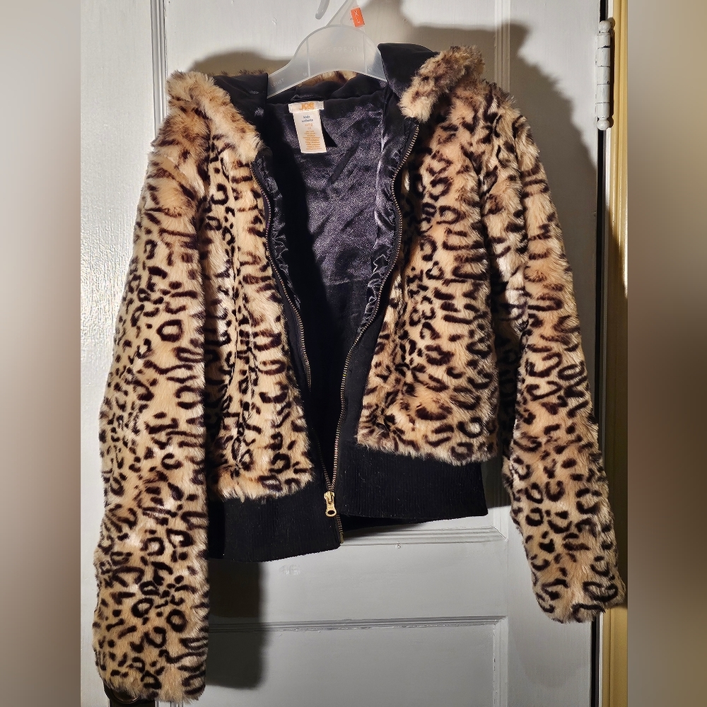 Joe fresh kids cheetah print jacket size 14/xl